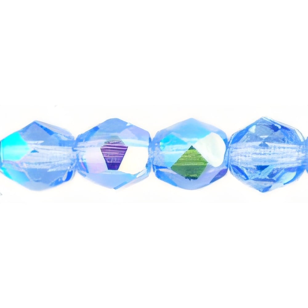 Czech Firepolish 6mm Med Sapphire AB (25pcs)