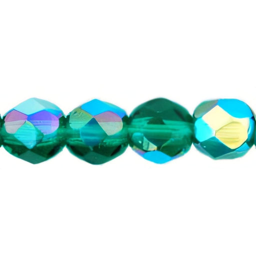 Czech Firepolish 6mm Emerald AB (25pcs)