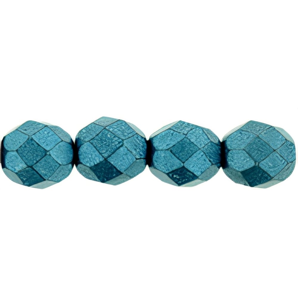 Czech Fire-Polish 8mm ColorTrends: Saturated Metallic Shaded Spruce (25pcs)