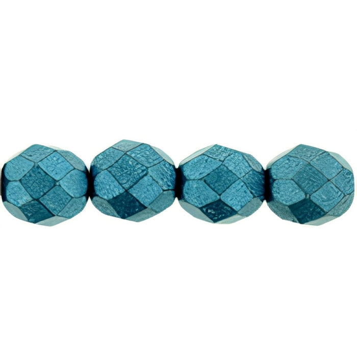 Czech Fire-Polish 8mm ColorTrends: Saturated Metallic Shaded Spruce (25pcs)