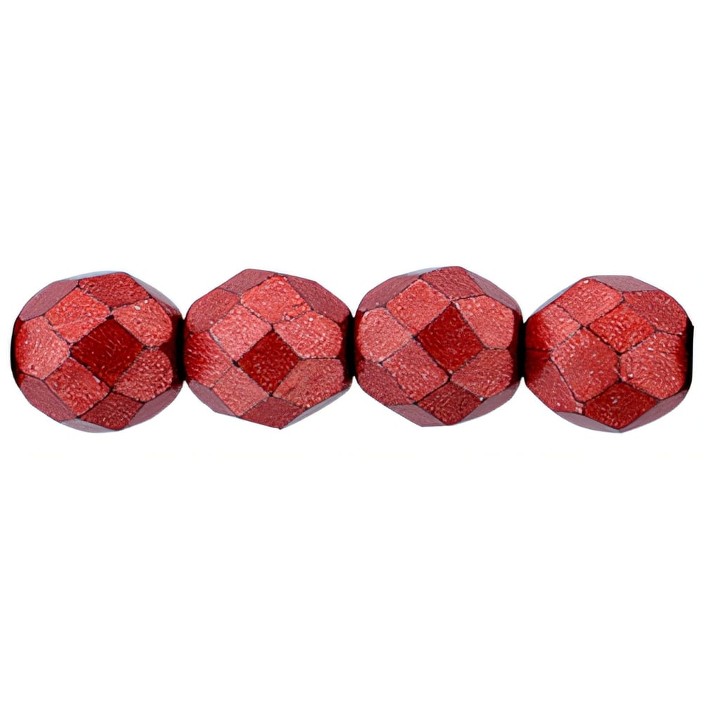 Czech Fire-Polish 8mm ColorTrends: Saturated Metallic Cherry Tomato (25pcs)