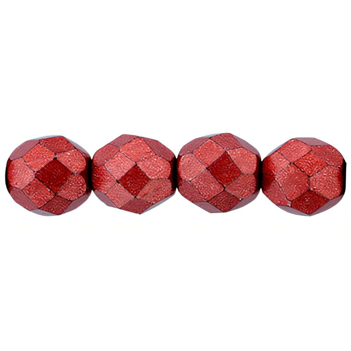 Czech Fire-Polish 8mm ColorTrends: Saturated Metallic Cherry Tomato (25pcs)