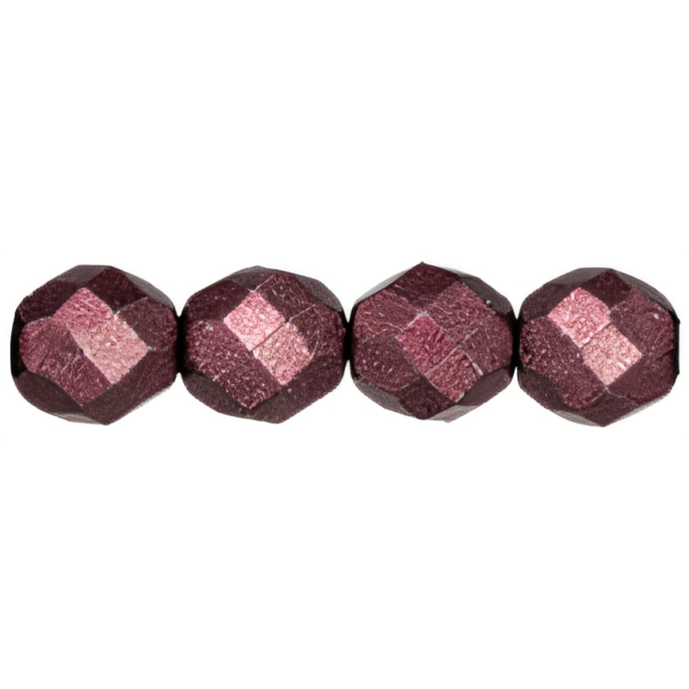 Czech Fire-Polish 8mm ColorTrends: Saturated Metallic Red Pear (25pcs)