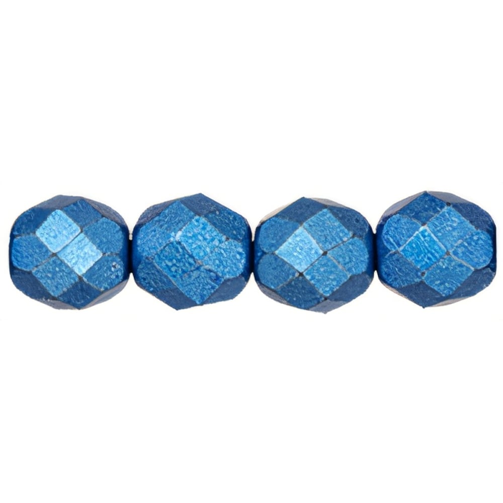 Czech Fire-Polish 8mm ColorTrends: Saturated Metallic Nebulas Blue (25pcs)