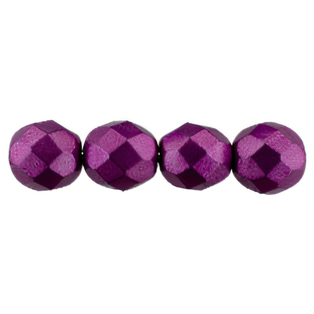 Czech Firepolish 8mm ColorTrends: Sueded Gold Fuchsia Red (25pcs)