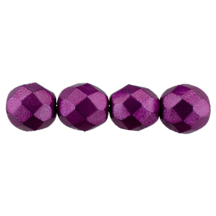 Czech Firepolish 8mm ColorTrends: Sueded Gold Fuchsia Red (25pcs)