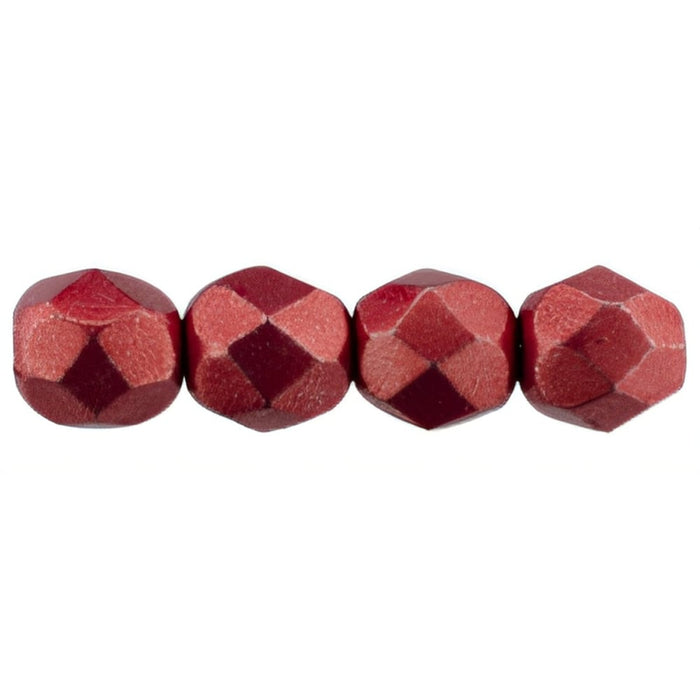 Czech Firepolish 8mm ColorTrends: Sueded Gold Samba Red (25pcs)