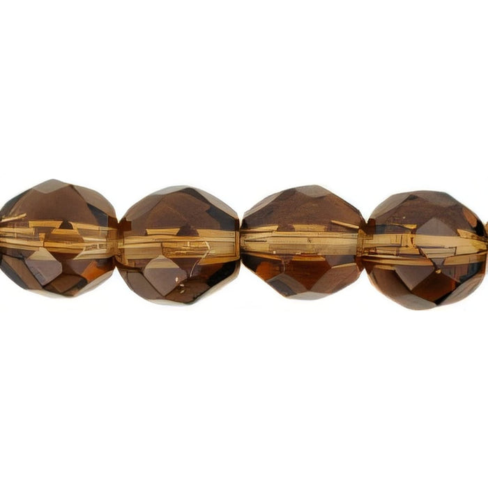 Czech Fire-Polish 8mm Smoky Topaz (25pcs)
