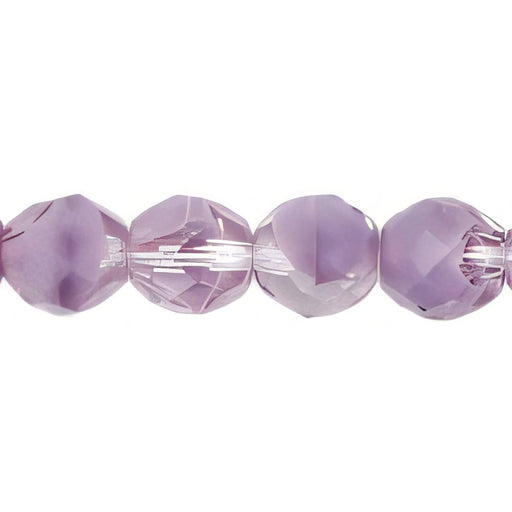 Czech Fire-Polish 8mm Amethyst/Crystal (25pcs)