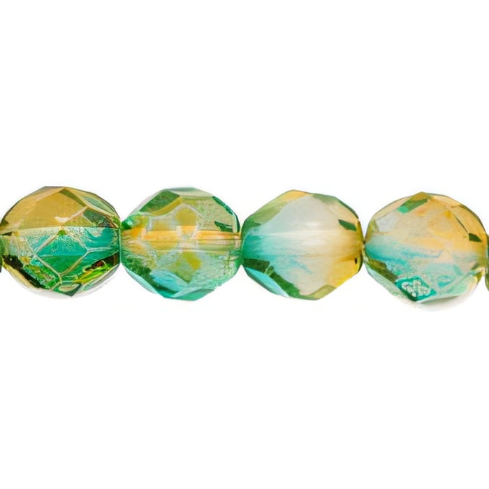 Czech Fire-Polish 8mm Dual Coated - Orange/Teal (25pcs)