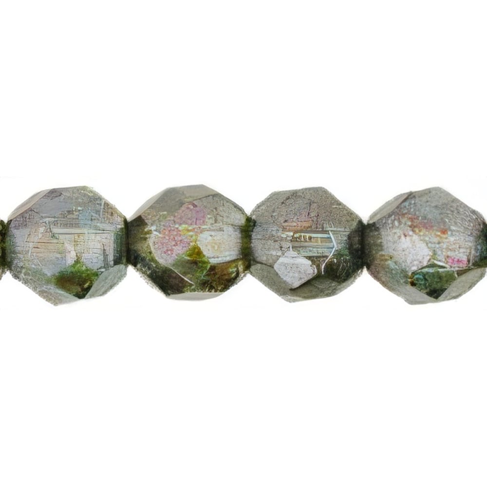 Czech Fire-Polish 8mm Luster - Transparent Green (25pcs)