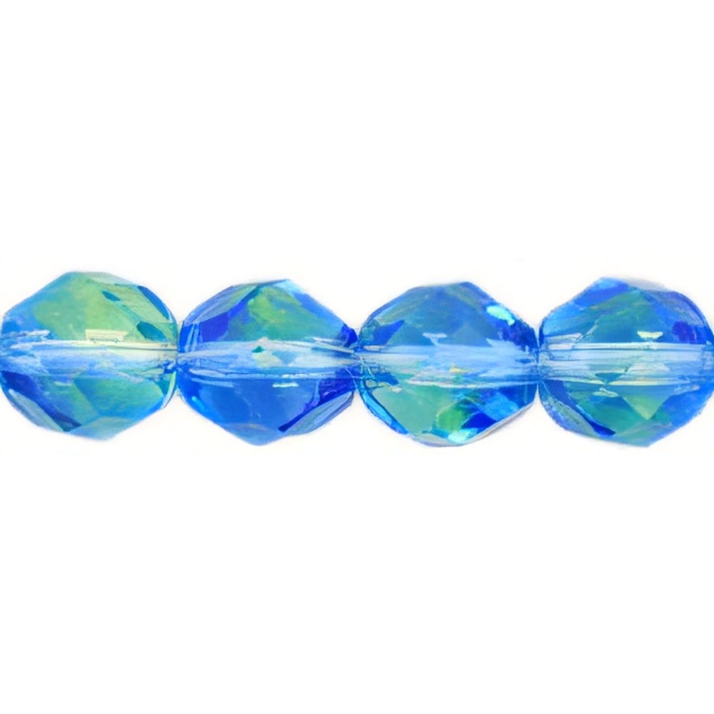 Czech Fire-Polish 8mm Blue/Lt Green (25pcs)