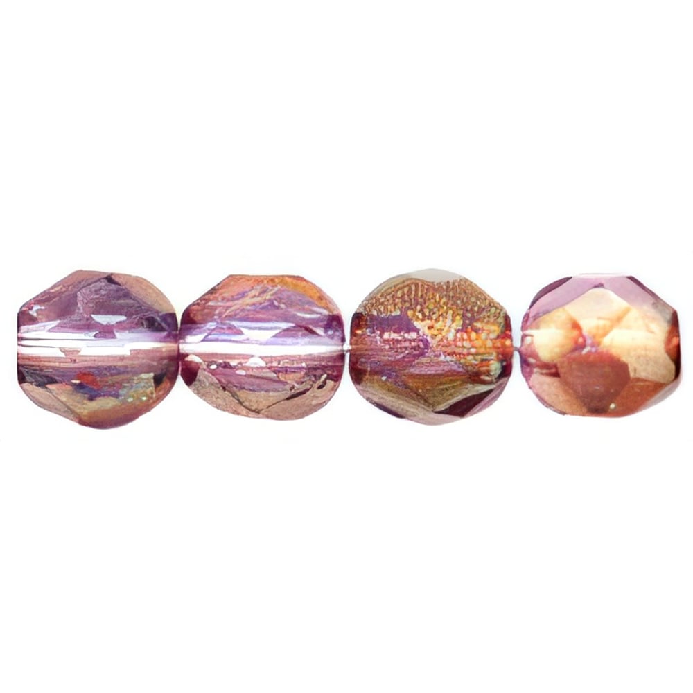 Czech Fire-Polish 8mm Luster - Amethyst/Crystal (25pcs)