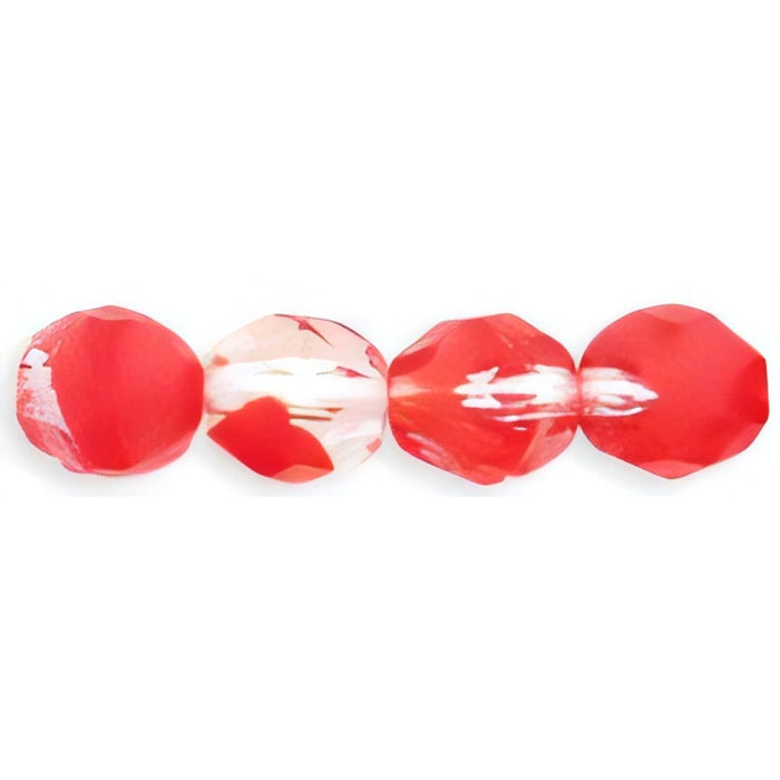 Czech Fire-Polish 8mm Crystal/Red (25pcs)