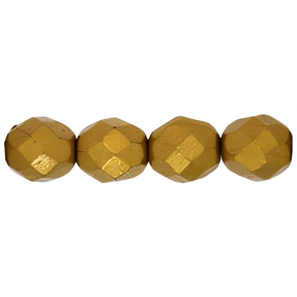 Czech Fire-Polish 8mm Matte - Metallic Goldenrod (25pcs)
