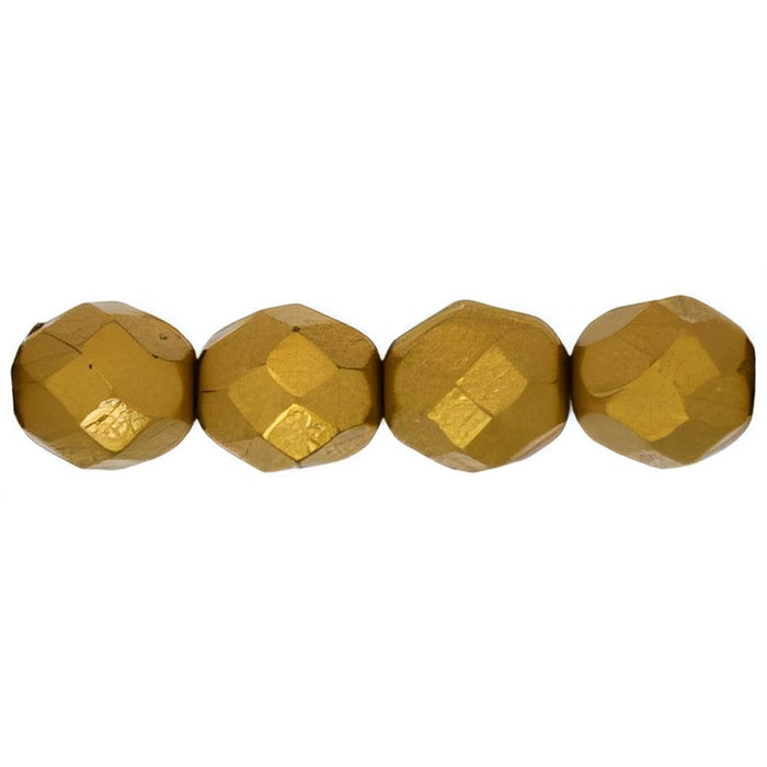 Czech Fire-Polish 8mm Matte - Metallic Goldenrod (25pcs)