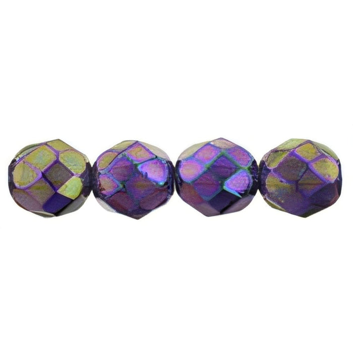 Czech Fire-Polish 8mm Luster Iris - Tanzanite (25pcs)