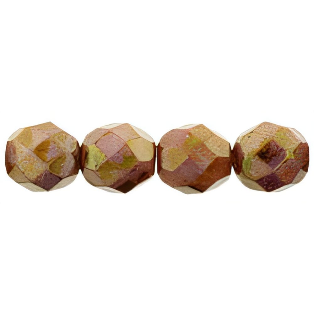 Czech Fire-Polish 8mm Luster - Opaque Rose/Gold Topaz (25pcs)