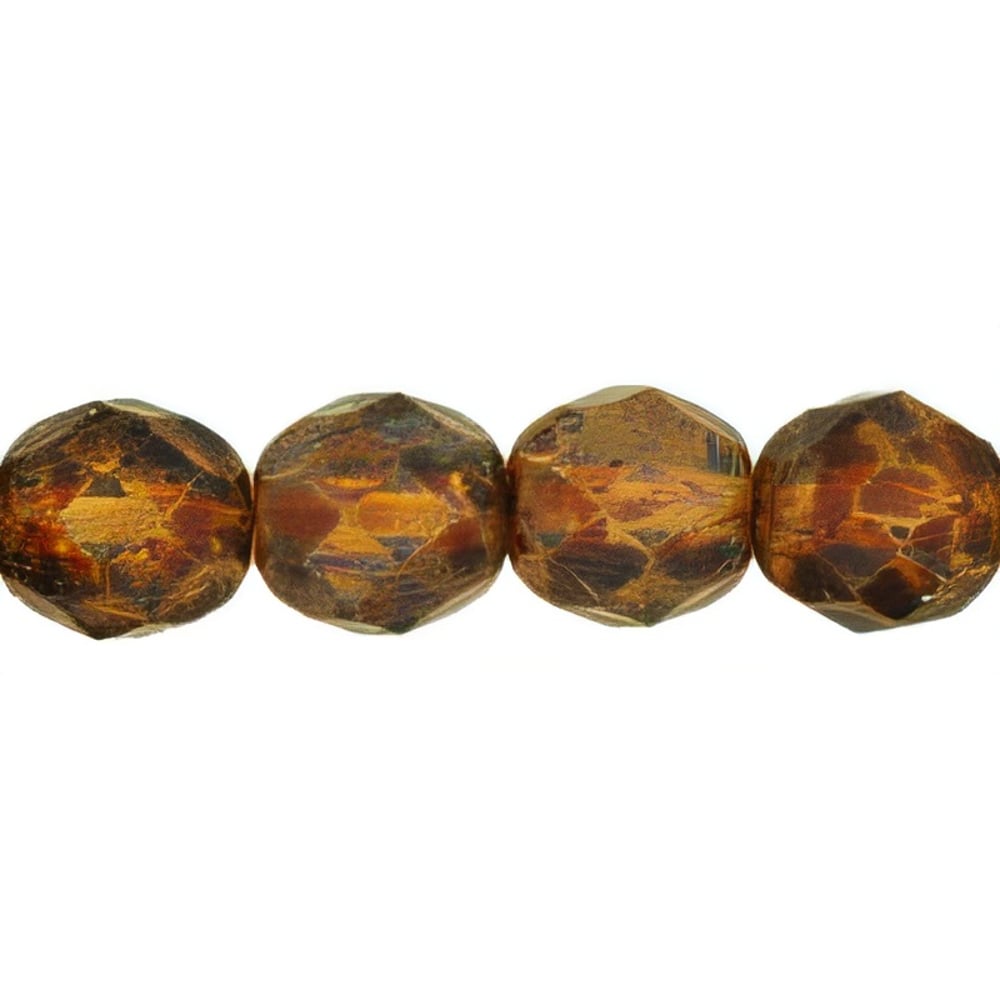 Czech Fire-Polish 8mm Matte - Crystal - Picasso (25pcs)