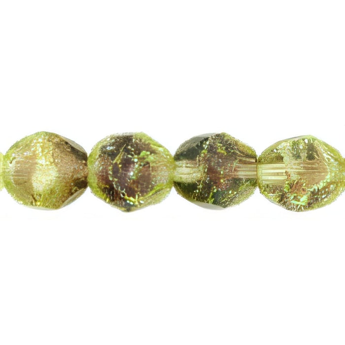 Czech Crackle Firepolish 8mm Olivine/Amethyst (25pcs)
