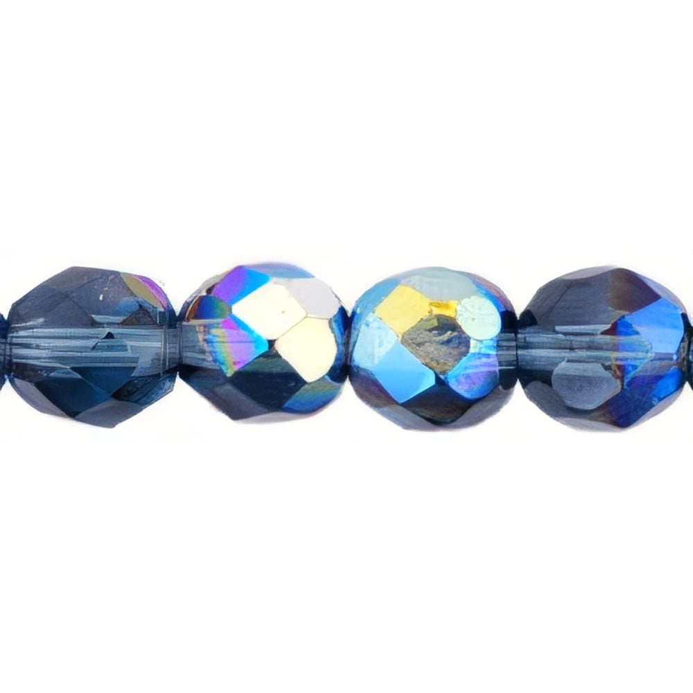 Czech Firepolish 8mm Montana Blue AB (25pcs)