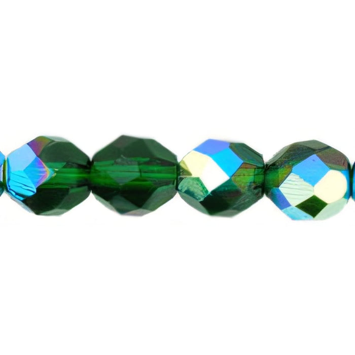 Czech Firepolish 8mm Green Emerald AB (25pcs)