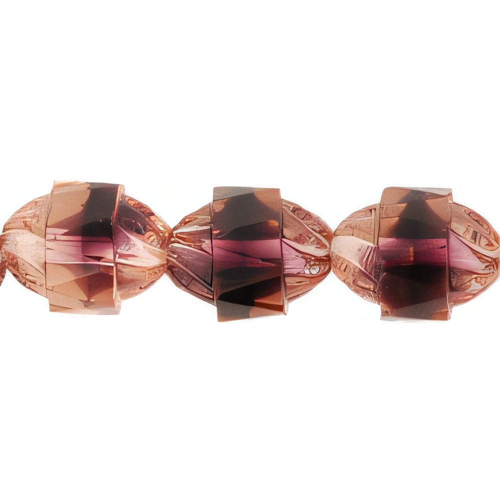 Czech Antique Style Faceted 10 x 8mm - Oval Rosaline/Amethyst (25pcs)