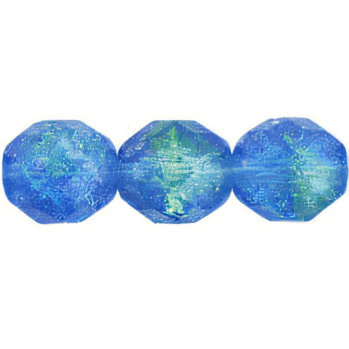 Czech Crackle Firepolish 10mm Blue/Lt Green (25pcs)