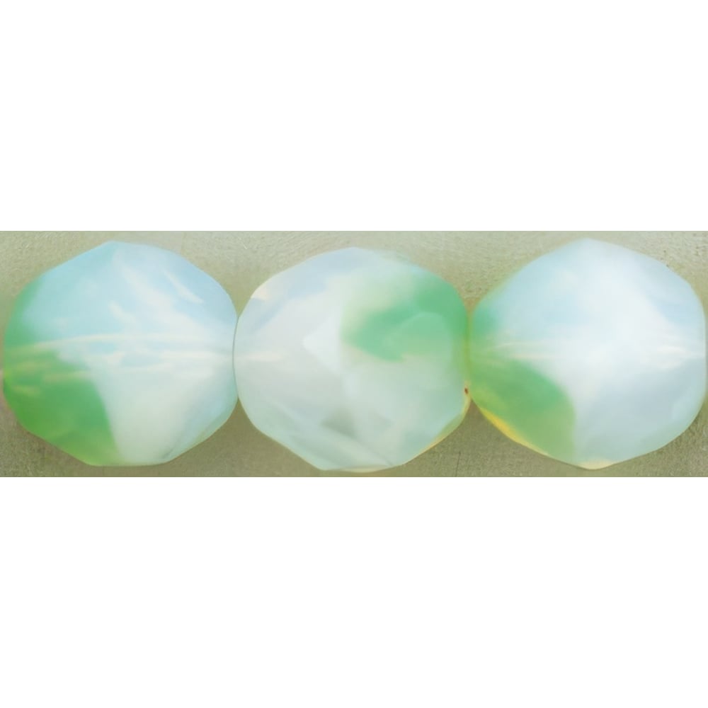 Czech Fire-Polish 12mm Key Lime/Milky White (25pcs)