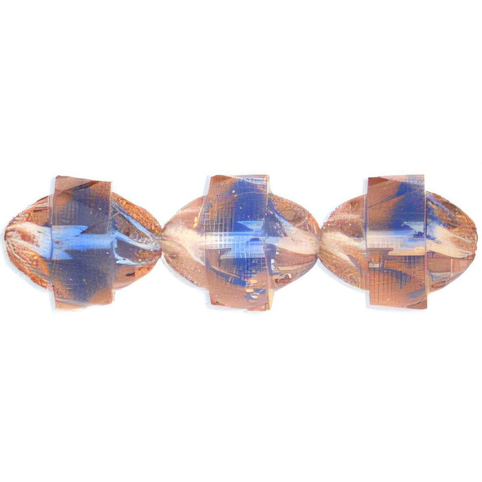Czech Antique Style Facetted 12 x 9mm - Oval Lt Pink/Blue (25pcs)