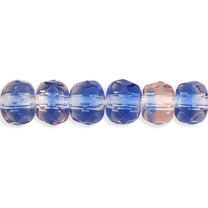 Czech Gem-Cut Rondelle 5 x 3mm Lt Pink/Blue (50pcs)