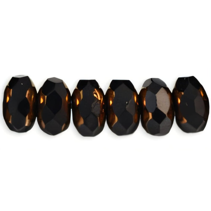 Czech Gem-Cut Rondelle 7 x 3mm Bronze - Jet (25pcs)