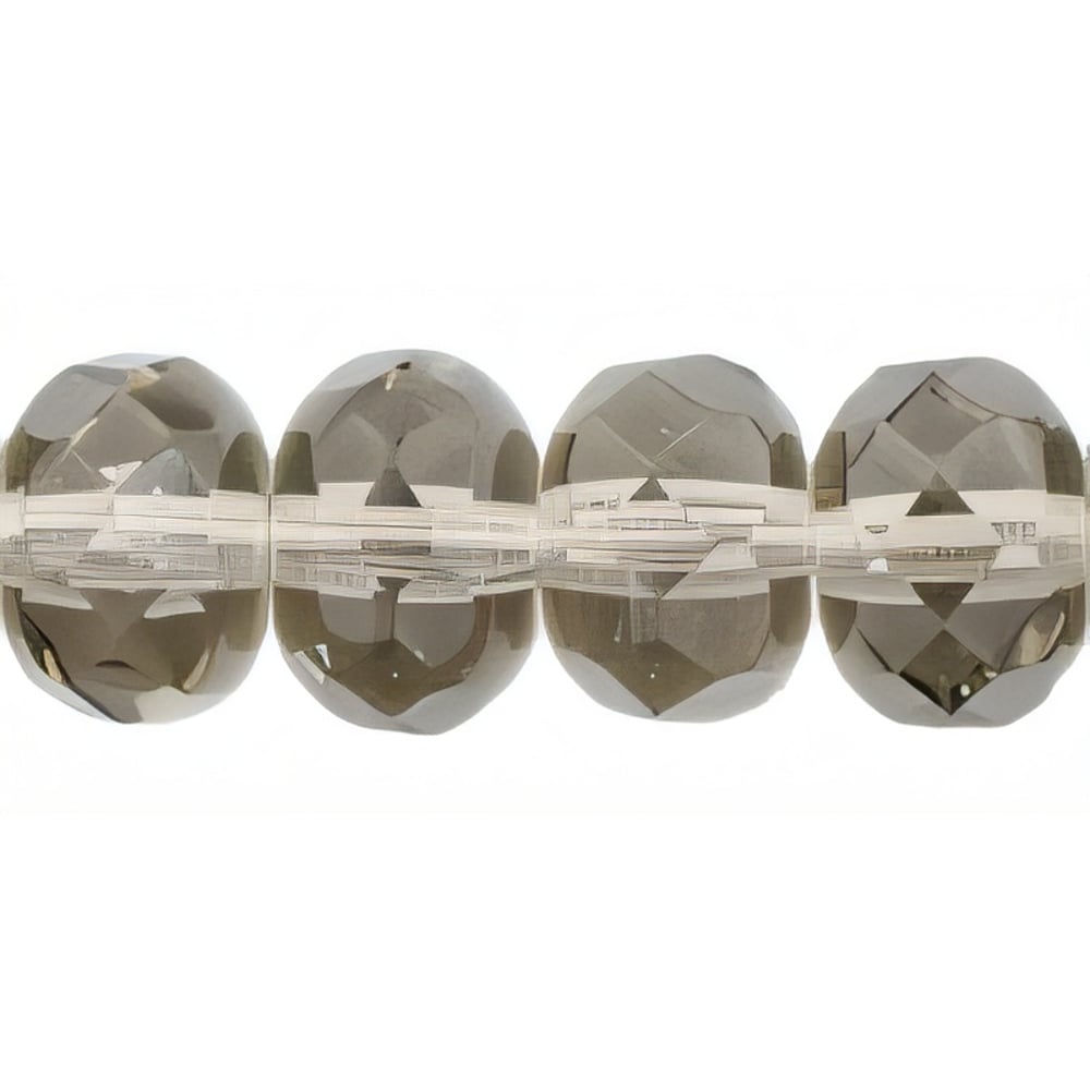 Czech Gem-Cut Rondelle 7 x 5mm Black Diamond (25pcs)