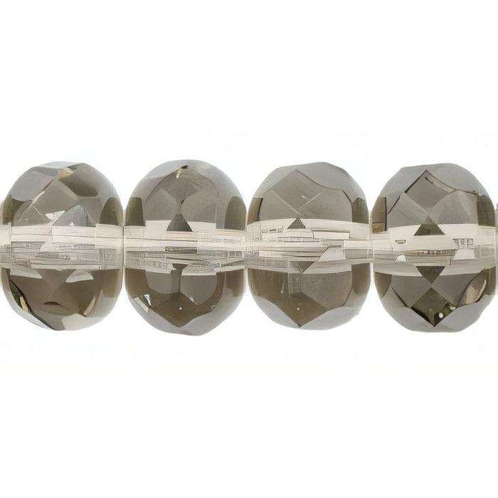 Czech Gem-Cut Rondelle 7 x 5mm Black Diamond (25pcs)