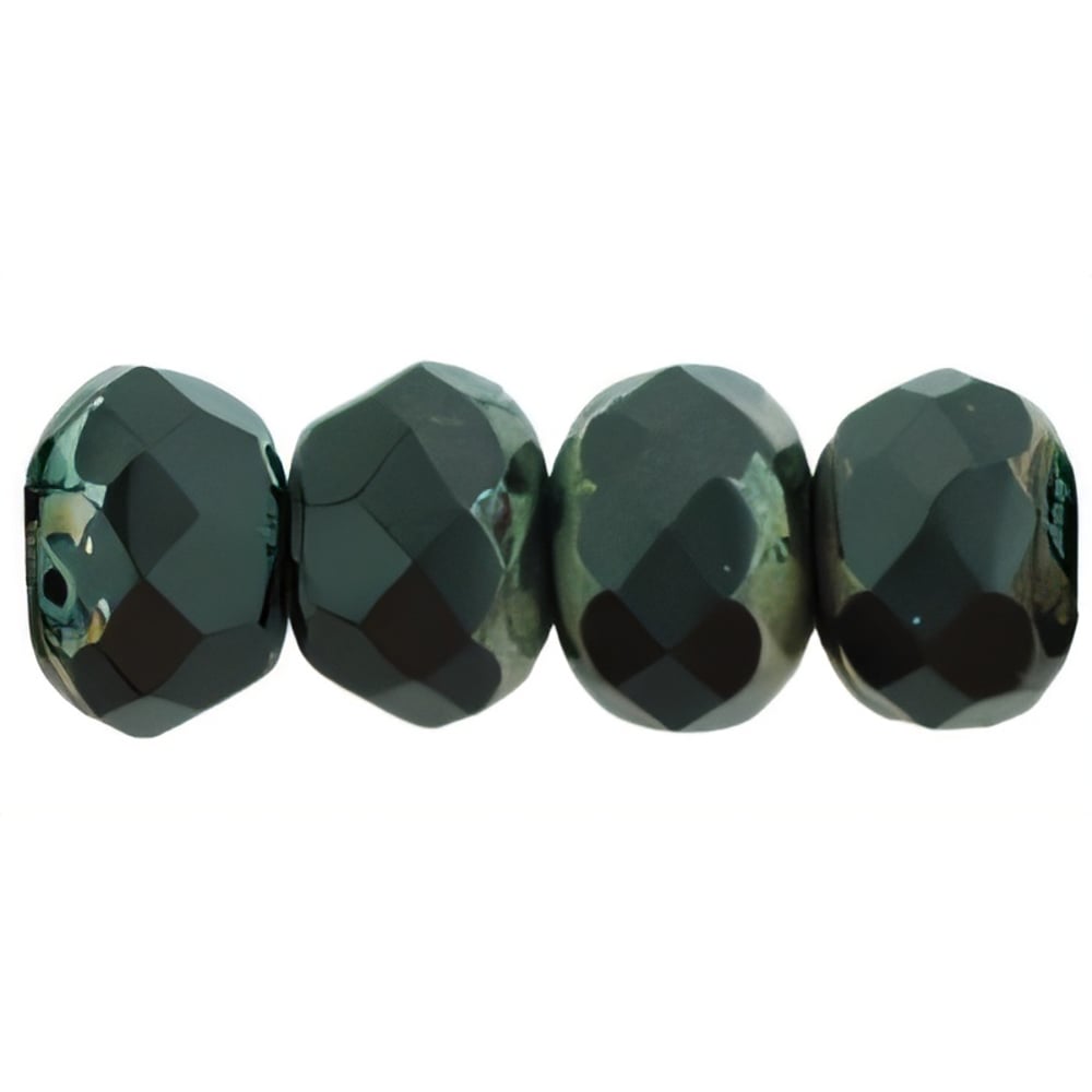Czech Gem-Cut Rondelle 7 x 5mm Jet - Picasso (25pcs)