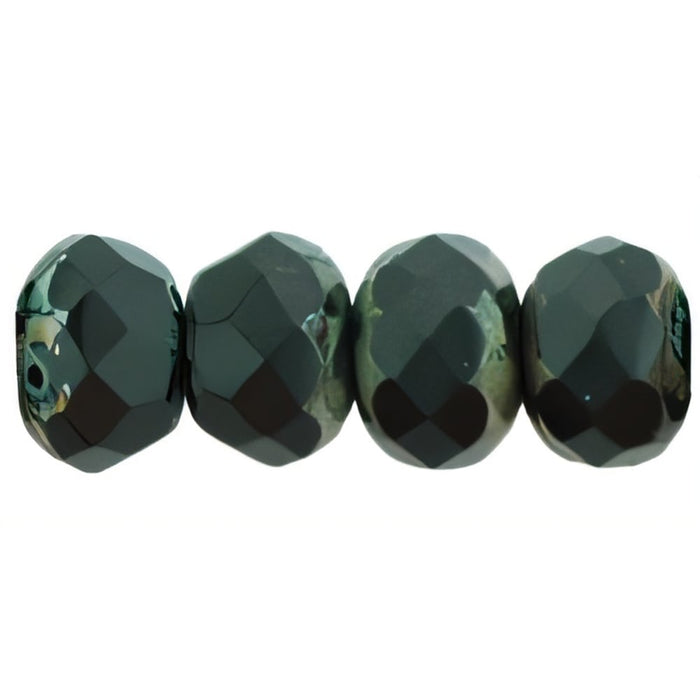 Czech Gem-Cut Rondelle 7 x 5mm Jet - Picasso (25pcs)
