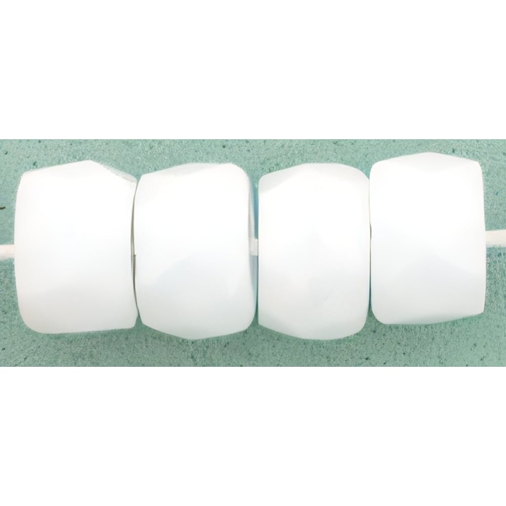 Czech Faceted Crow Beads 6 x 4mm (2.5mm hole) Opaque White (25pcs)