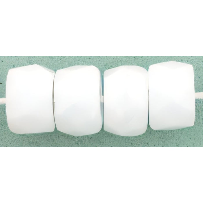 Czech Faceted Crow Beads 6 x 4mm (2.5mm hole) Opaque White (25pcs)