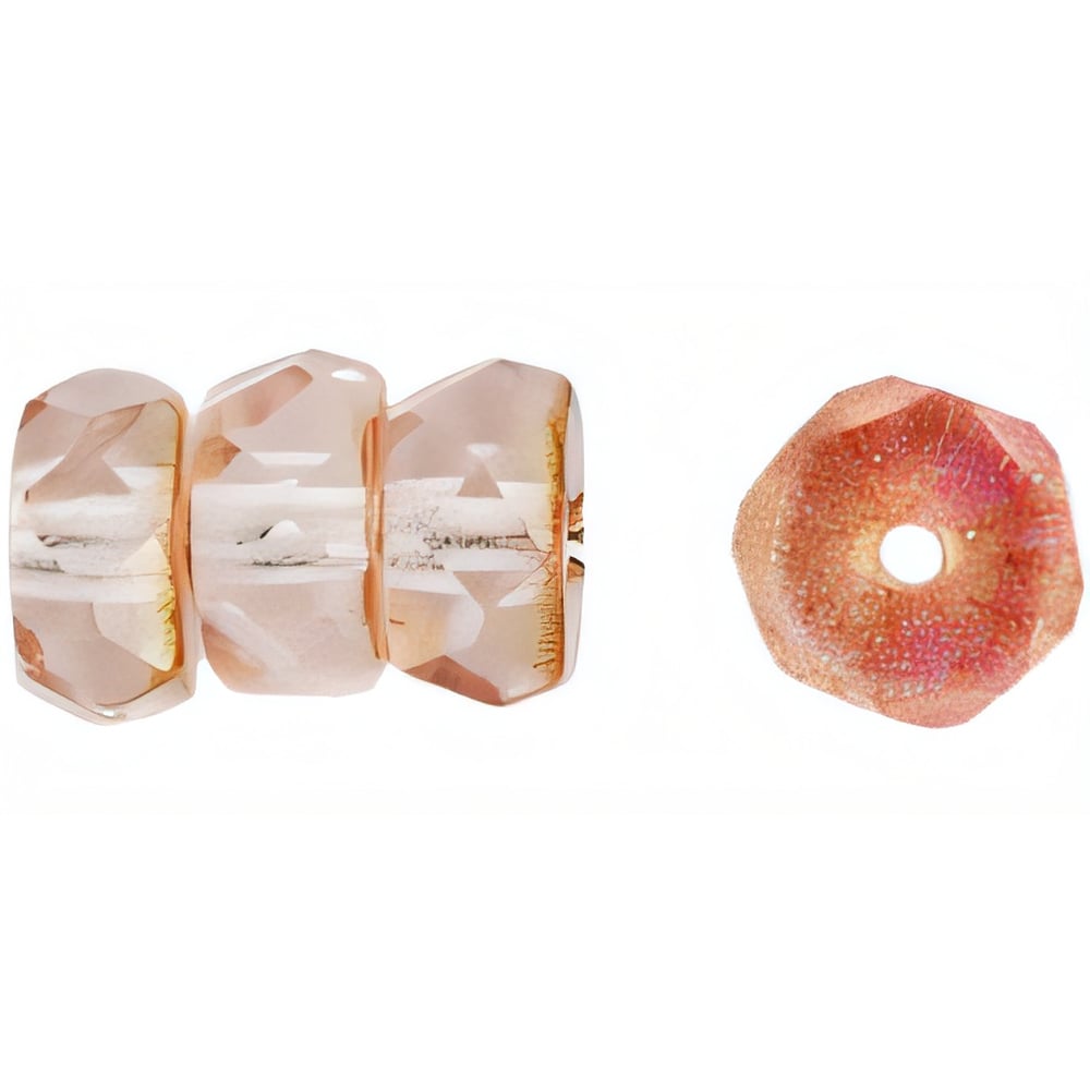 Czech Fire-Polish 6 x 3mm - Rondelle Luster - Transparent Pink (50pcs)