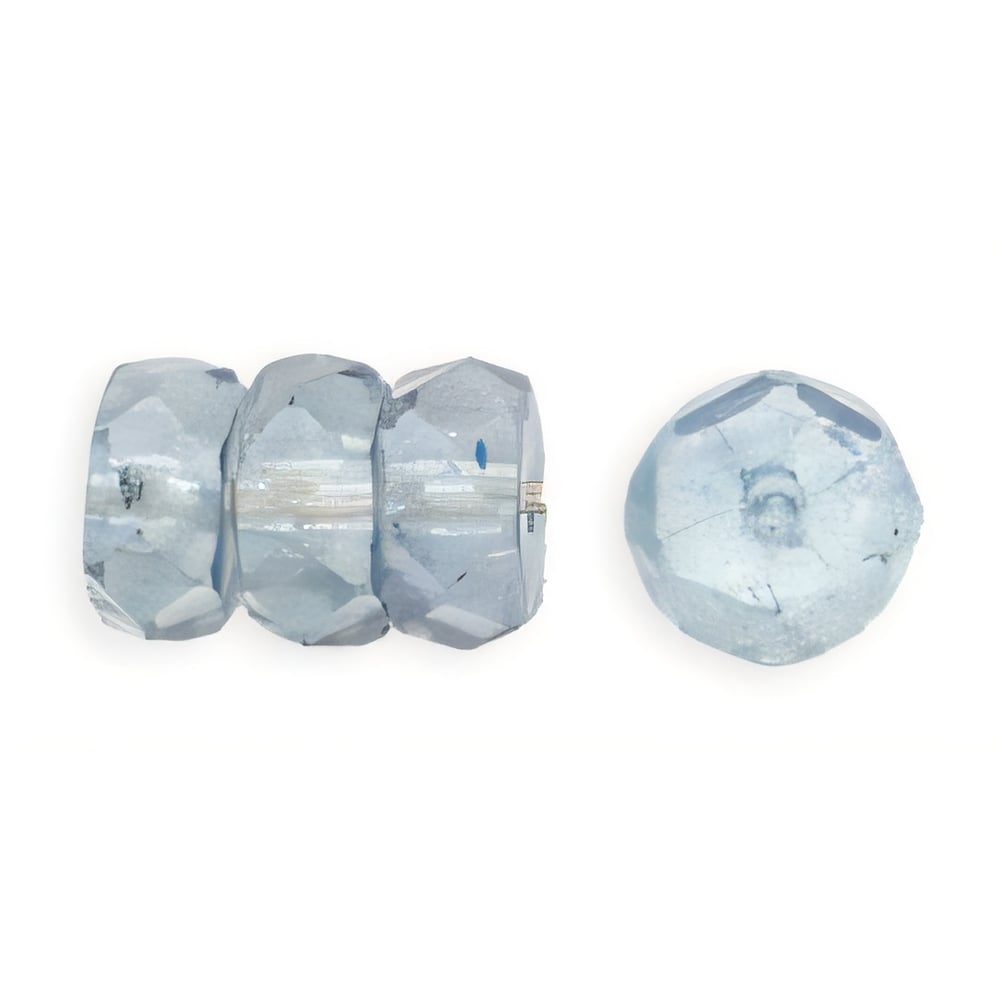Czech Fire-Polish 6 x 3mm - Rondelle Luster - Transparent Blue (50pcs)