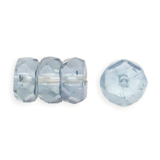 Czech Fire-Polish 6 x 3mm - Rondelle Luster - Transparent Blue (50pcs)