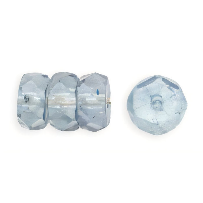 Czech Fire-Polish 6 x 3mm - Rondelle Luster - Transparent Blue (50pcs)