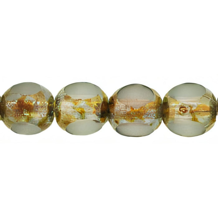 Czech Antique Style Triangle 6mm Luster - Transparent Gold/Smokey Topaz (25pcs)
