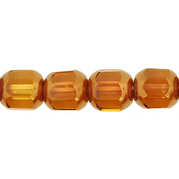 Czech Antique Style Octagonal 6mm - Bronze (smooth) Med Topaz (25pcs)