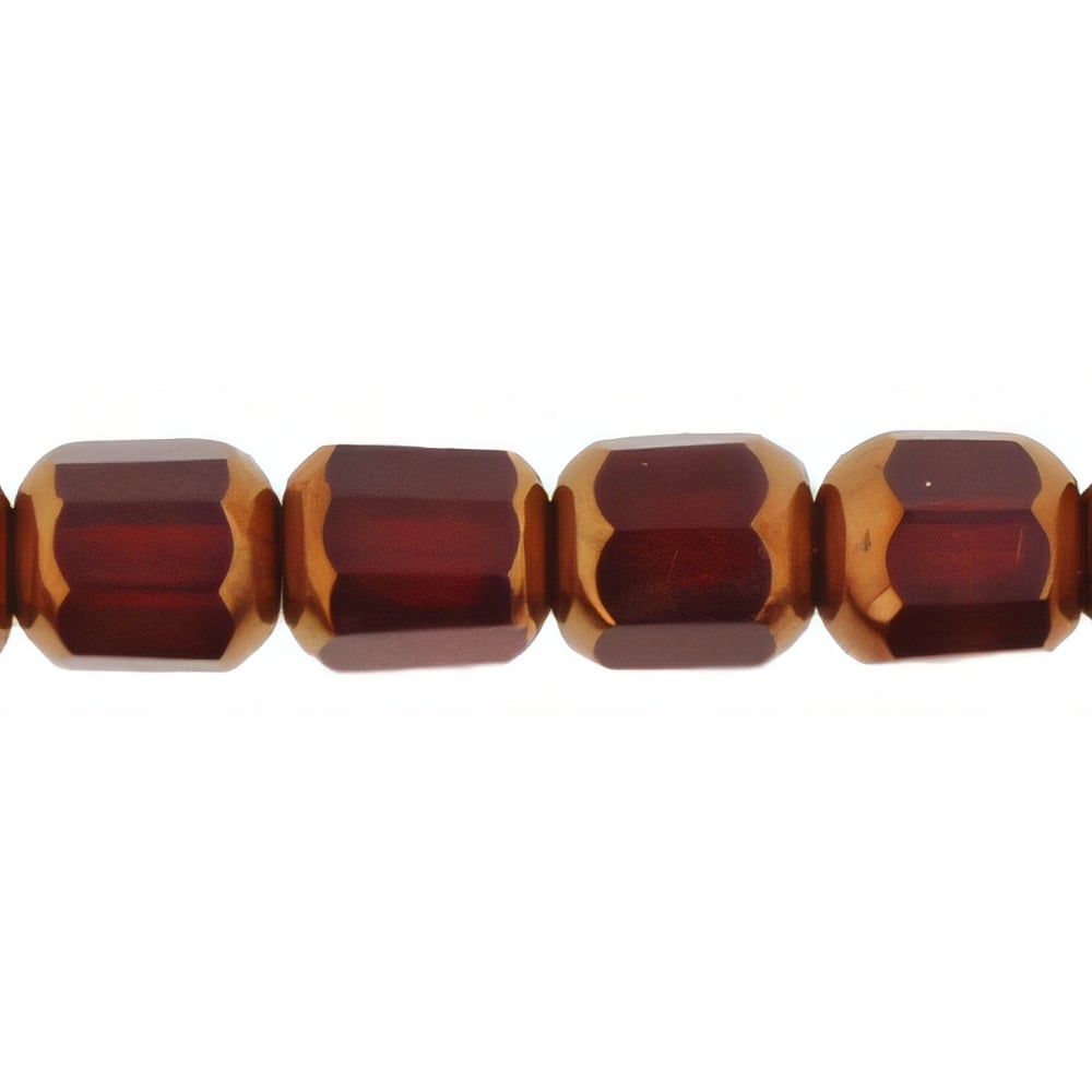 Czech Antique Style Octagonal 6mm - Bronze (smooth) Ruby (25pcs)