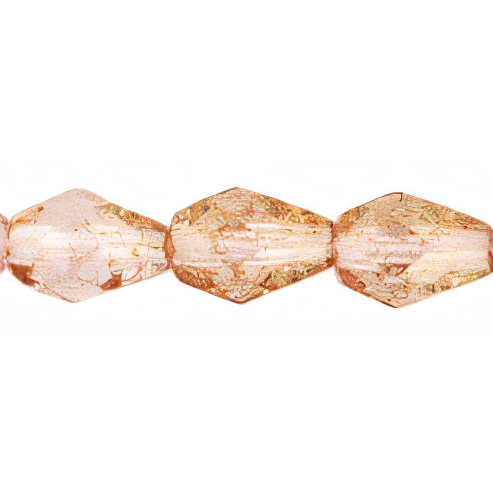 Czech Fire-Polish 7 x 5mm - Teardrop Luster - Transparent Topaz/Pink (25pcs)