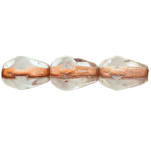 Czech Fire-Polish 7 x 5mm - Teardrop Crystal - Copper-Lined (25pcs)