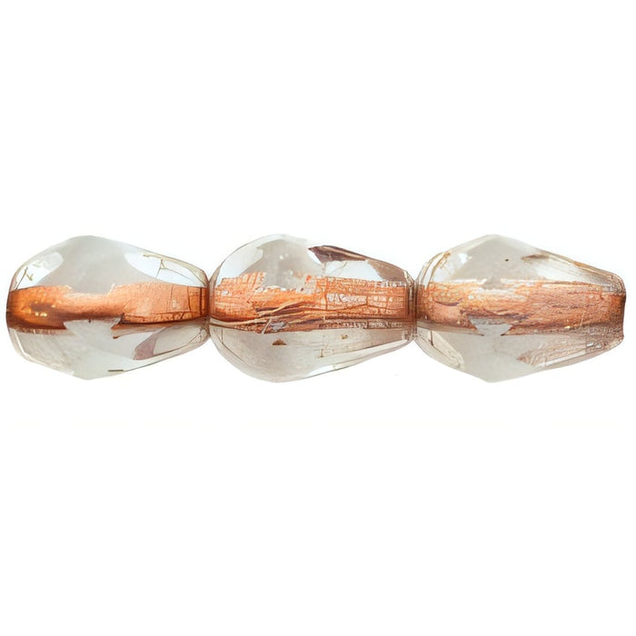 Czech Fire-Polish 7 x 5mm - Teardrop Crystal - Copper-Lined (25pcs)