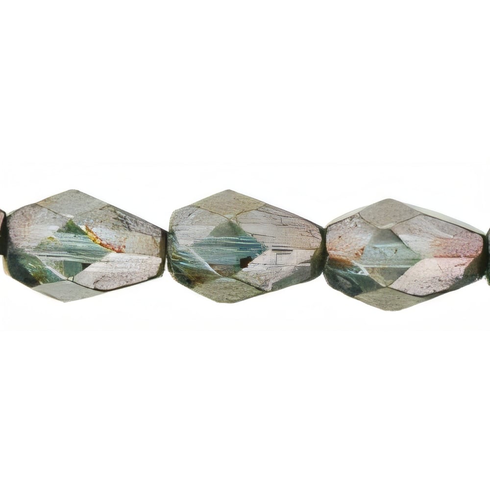 Czech Fire-Polish 7 x 5mm - Teardrop Luster - Transparent Green (25pcs)