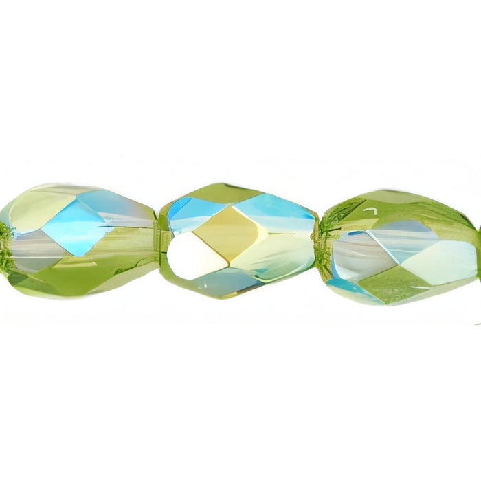 Czech Firepolish 7 x 5mm - Teardrop Olivine AB (25pcs)